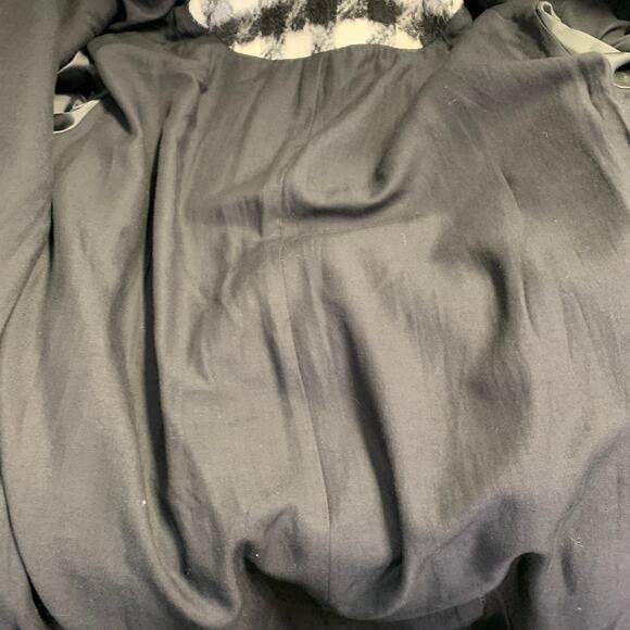 ALLSAINTS Size 8 Black White Wool Blend Checkered Double Breasted Belted Coat - Picture 7 of 9